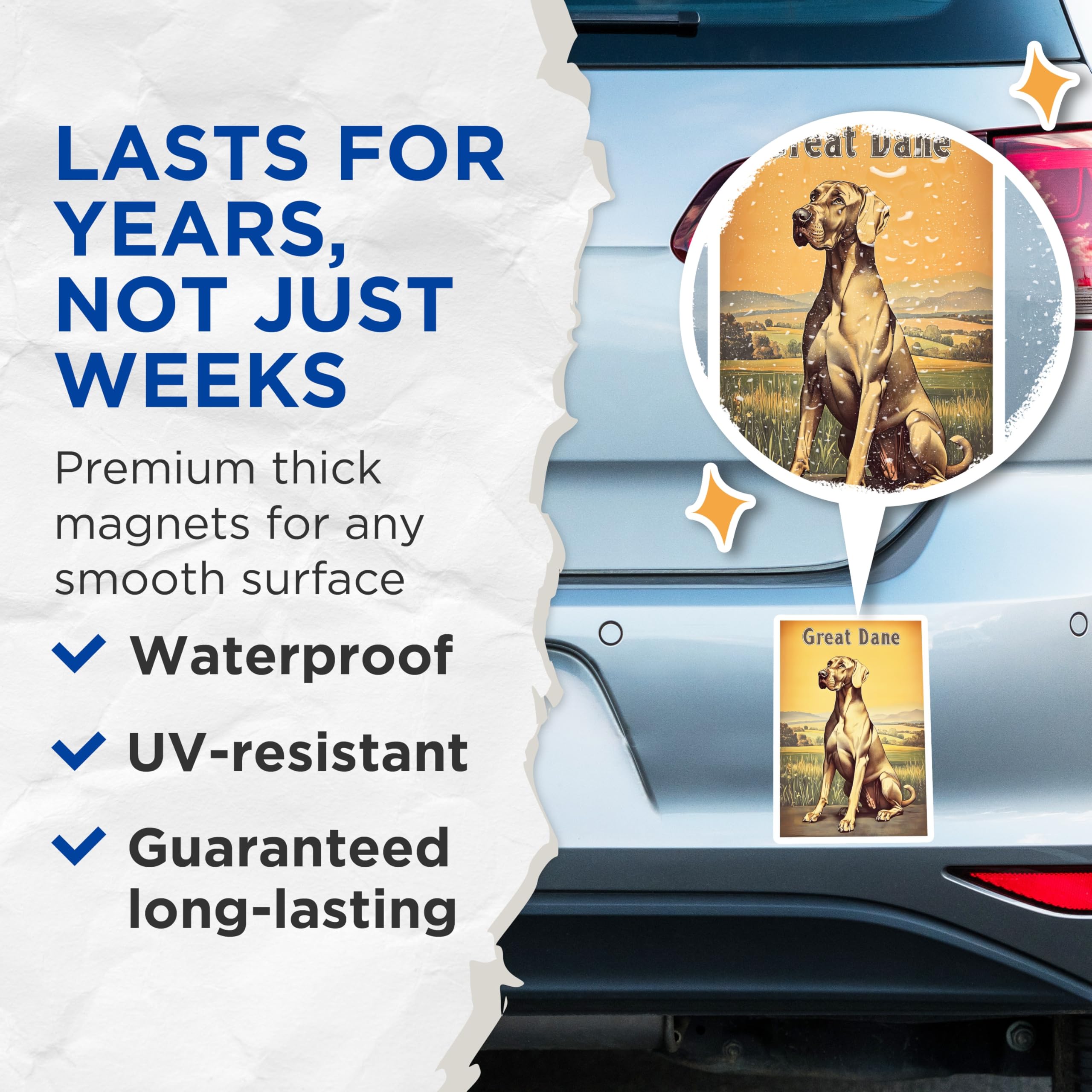 (2 Pack) Great Dane Magnets - Noble Dog Breed Art - Canine Lover Home Decor - Pet Fan Collectible - 5 Inches On Longest Side - Thick Durable Magnet - Made in USA - MAG21282