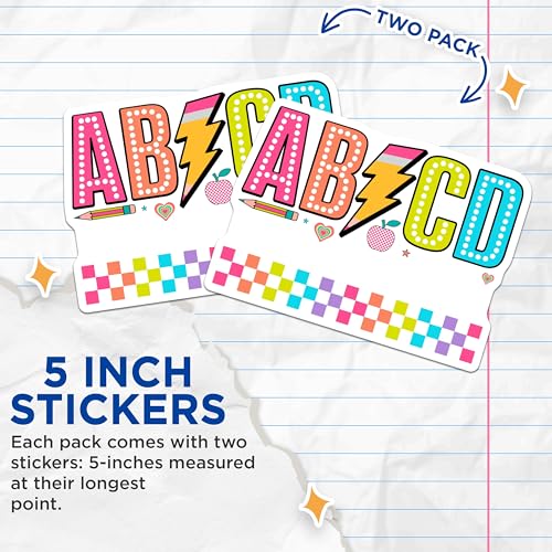 (2 Pack) ABCD Stickers - Classroom Decor - Teacher Supplies - 5" On Longest Side - Sticks to Smooth Flat Surfaces - Made in USA - BMCS9121