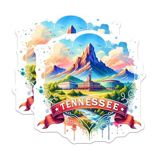 (2 Pack) Tennessee Stickers - Scenic Mountain Decals - Travel Souvenir Stickers - 5" On Longest Side - Sticks to Smooth Flat Surfaces - Made in USA - BMCS6897