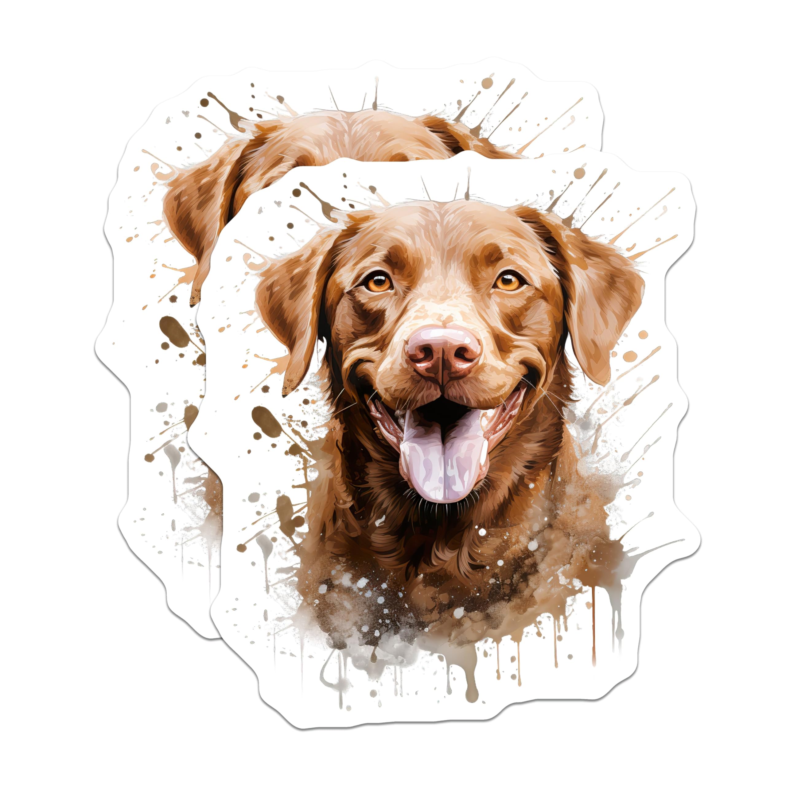 (2 Pack) Chocolate Labrador Magnets - Happy Dog Art - Retriever Dog Owner Decor - 5 Inches On Longest Side - Thick Durable Magnet - Made in USA - MAG27868