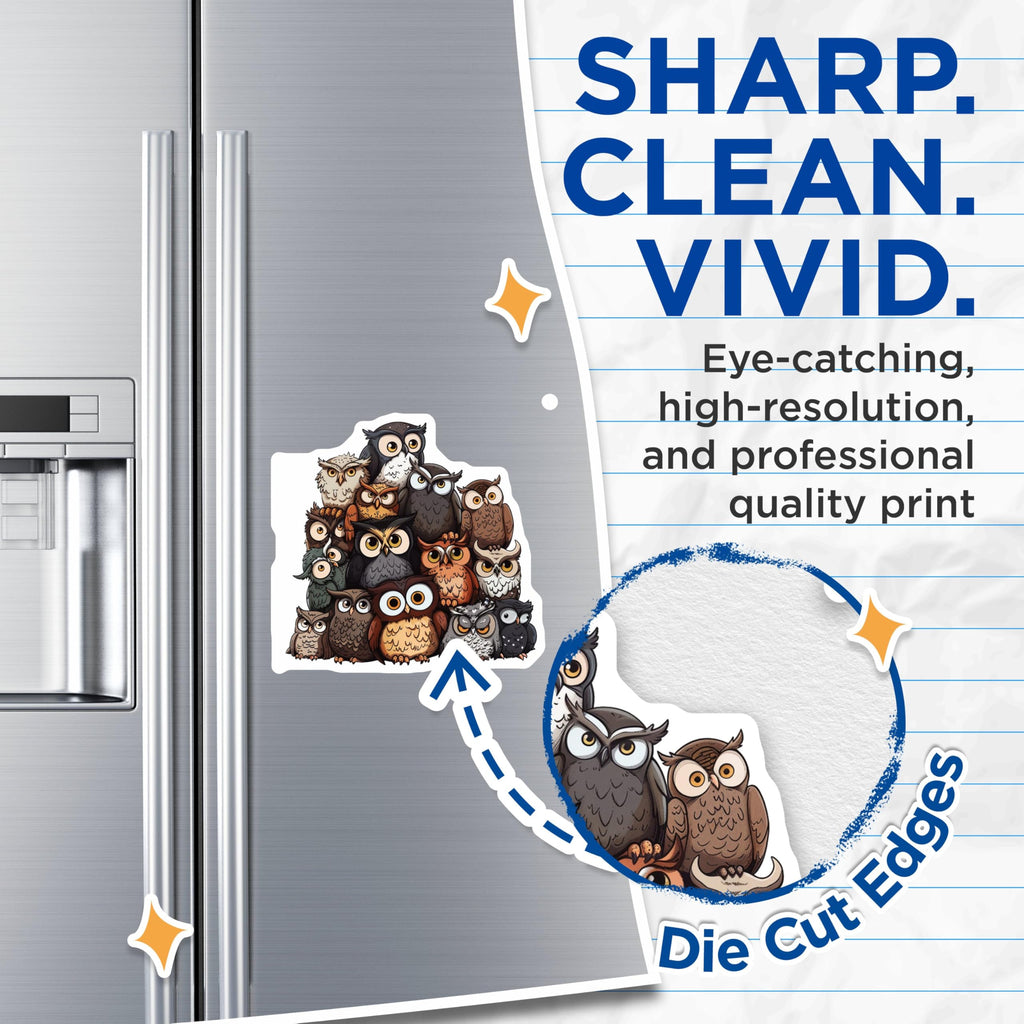 (2 Pack) Cute Owl Family Magnets - Cartoon Owl Magnet Set - Adorable Owl Art Magnets for Home Decor - 5" On Longest Side - for Cars, Refrigerators, Toolboxes, Lockers - Made in USA BMCS3060