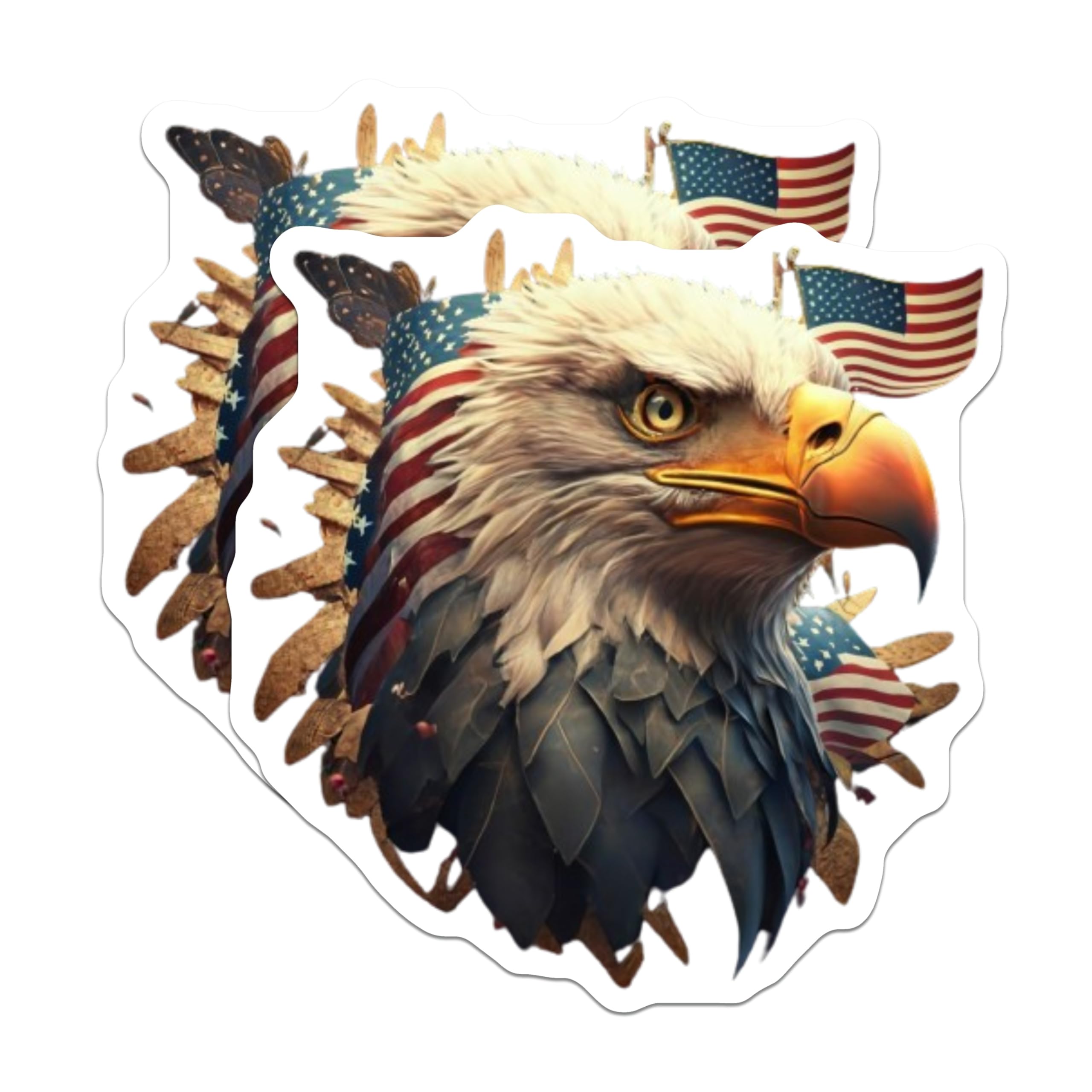 (2 Pack) Patriotic Eagle Head Magnets - American Flag Design Decor - USA National Emblem - Freedom Symbol - 5 Inches On Longest Side - Thick Durable Magnet - Made in USA - MAG21950