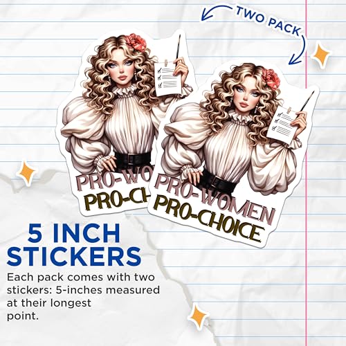 (2 Pack) Pro-Women Pro-Choice Stickers - Feminist Rights - Empowerment Art - 5" On Longest Side - Sticks to Smooth Flat Surfaces - Made in USA - BMCS9048 - Strong Women Sticker Decals