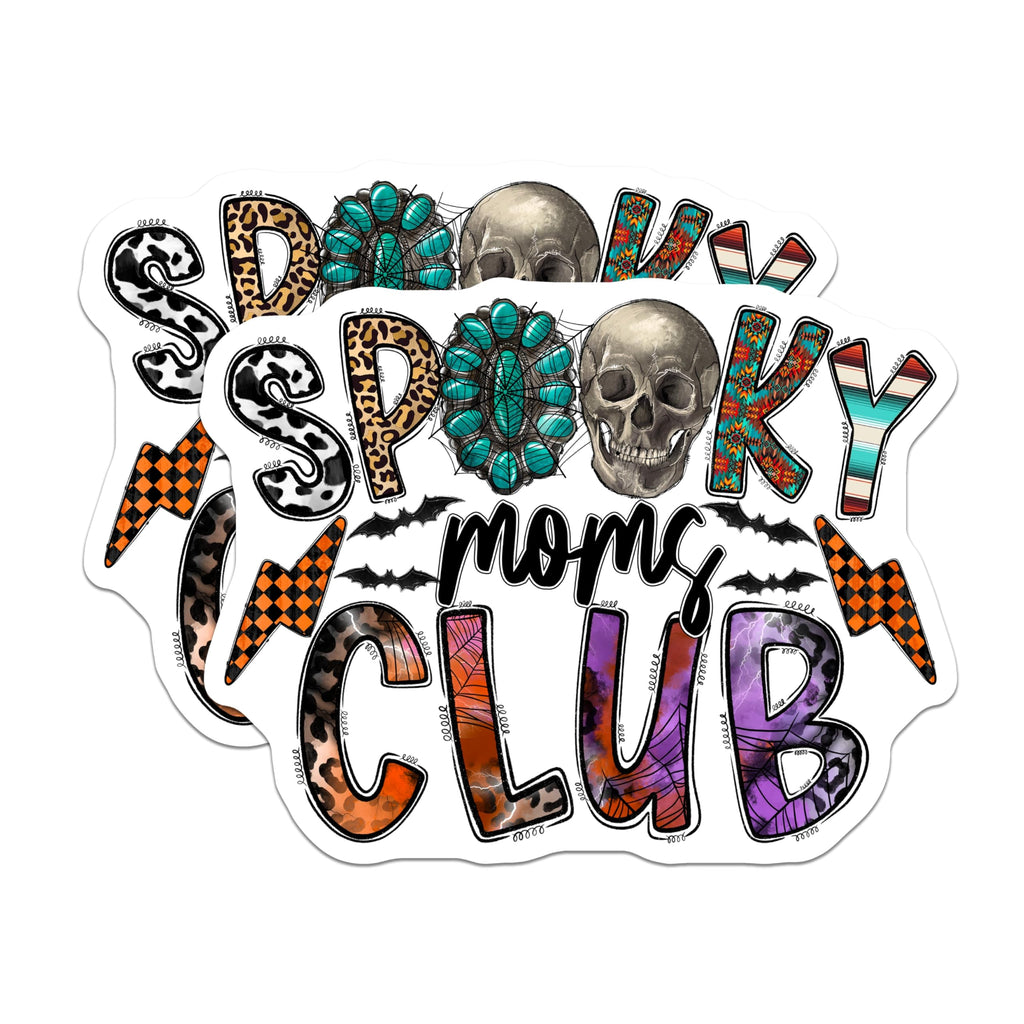 (2 Pack) Spooky Moms Club Magnets - Halloween Decor - Skull Leopard Print - Fall Season Vibes - 5 Inches On Longest Side - Thick Durable Magnet - Made in USA - MAG26643