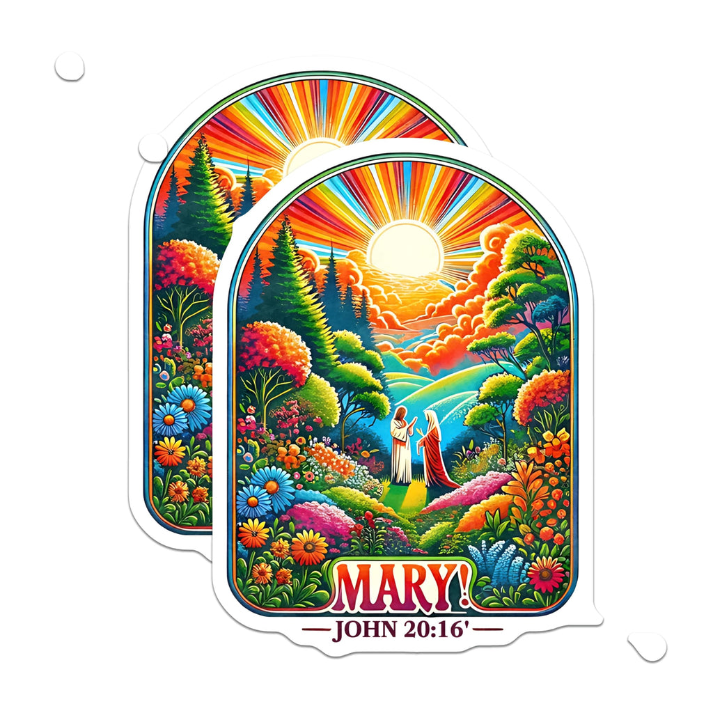 (2 Pack) Mary John 20:16 Magnets - Psychedelic Christian Art - Jesus Resurrection Spiritual Decor - 5 Inches On Longest Side - Thick Durable Magnet - Made in USA - MAG29836