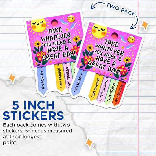 (2 Pack) Motivational Pack Stickers - Inspirational Quotes - Daily Encouragement - 5" On Longest Side - Sticks to Smooth Flat Surfaces - Made in USA - BMCS7502