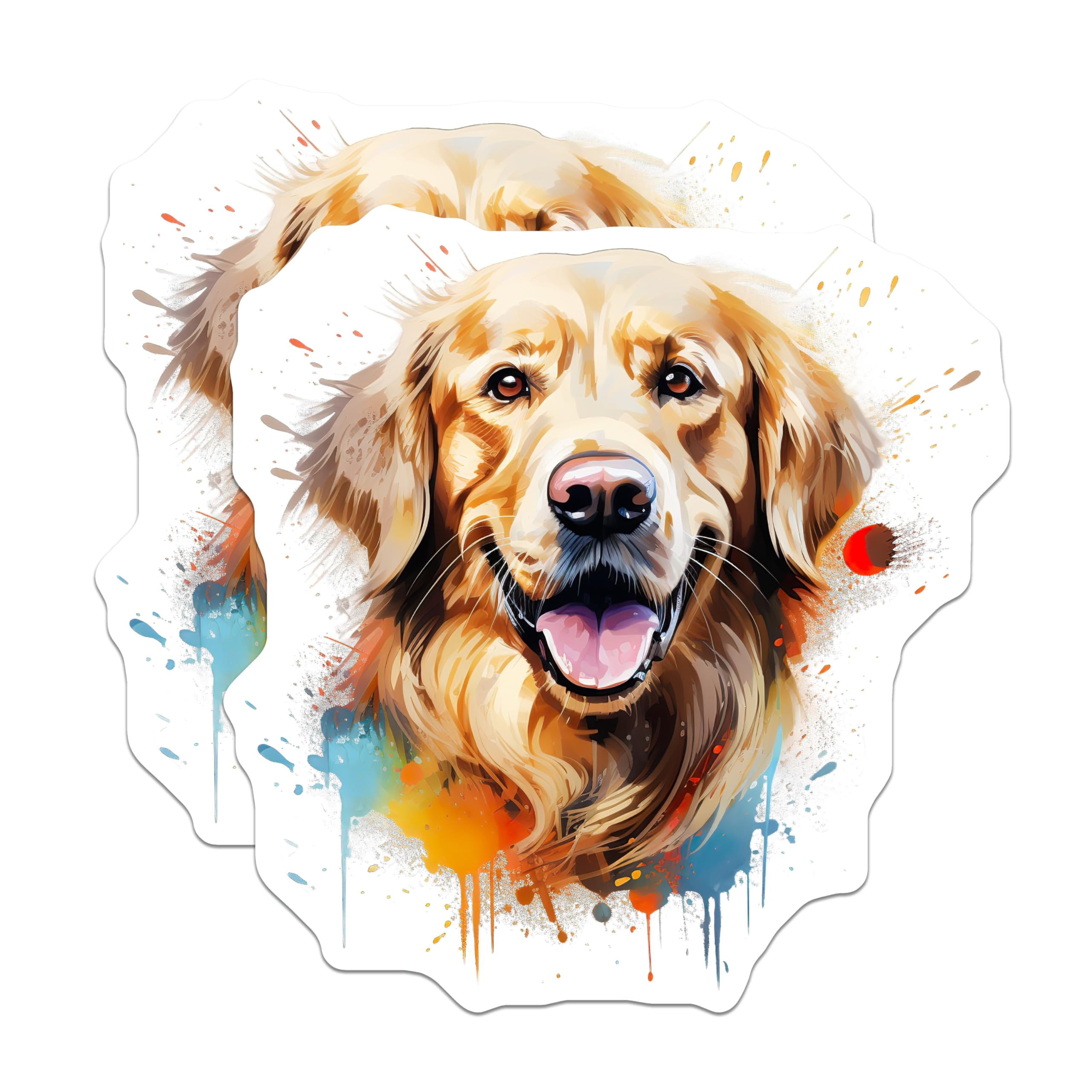 (2 Pack) Golden Retriever Magnets - Watercolor Dog Art Decor - Pet Lover Fridge Locker Magnets - Animal Lover Dog Mom - 5 Inches On Longest Side - Thick Durable Magnet - Made in USA - MAG30755