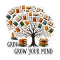 (2 Pack) Grow Your Mind Stickers - Inspirational Book Stickers - Tree of Knowledge Decals - 5" On Longest Side - Sticks to Any Smooth Flat Surface - Made in USA - BMCS2754