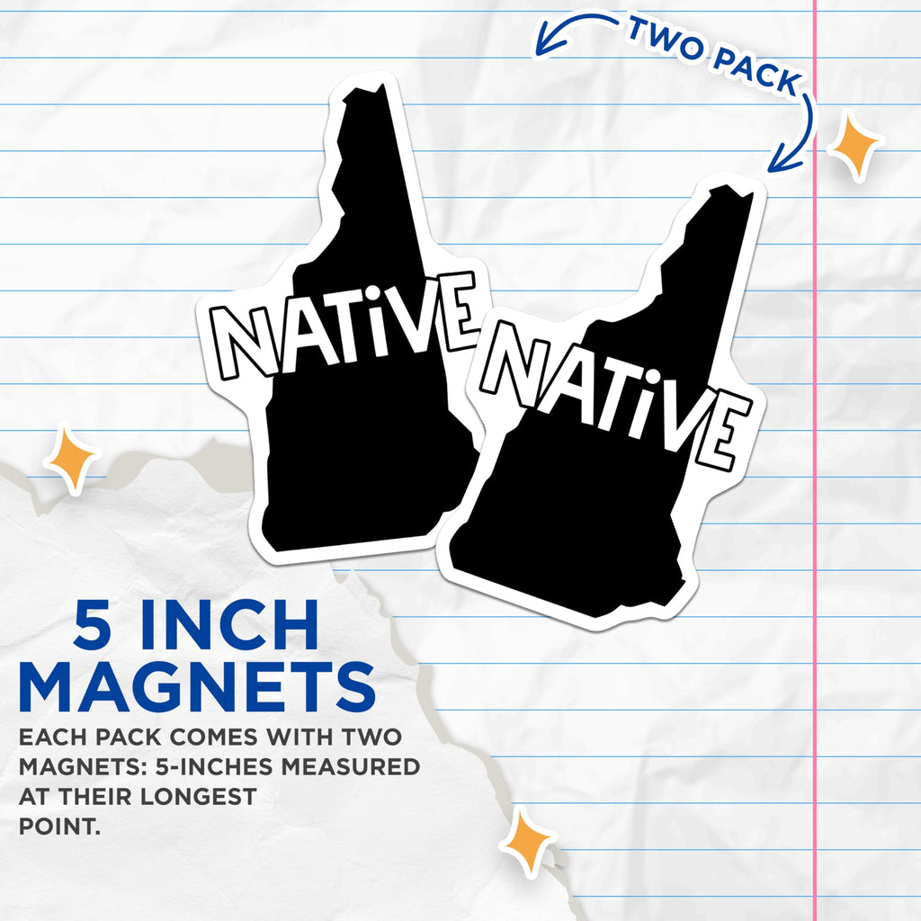(2 Pack) New Hampshire Native Magnets - Granite State Pride Decor - Home State Resident Keepsake - NH State Map Display - 5 Inches On Longest Side - Thick Durable Magnet - Made in USA - MAG20340