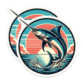 (2 Pack) Marlin Fishing Magnets - Deep Sea Angler Art - Retro Ocean Decor for Dad - 5 Inches On Longest Side - Thick Durable Magnet - Made in USA - MAG37481