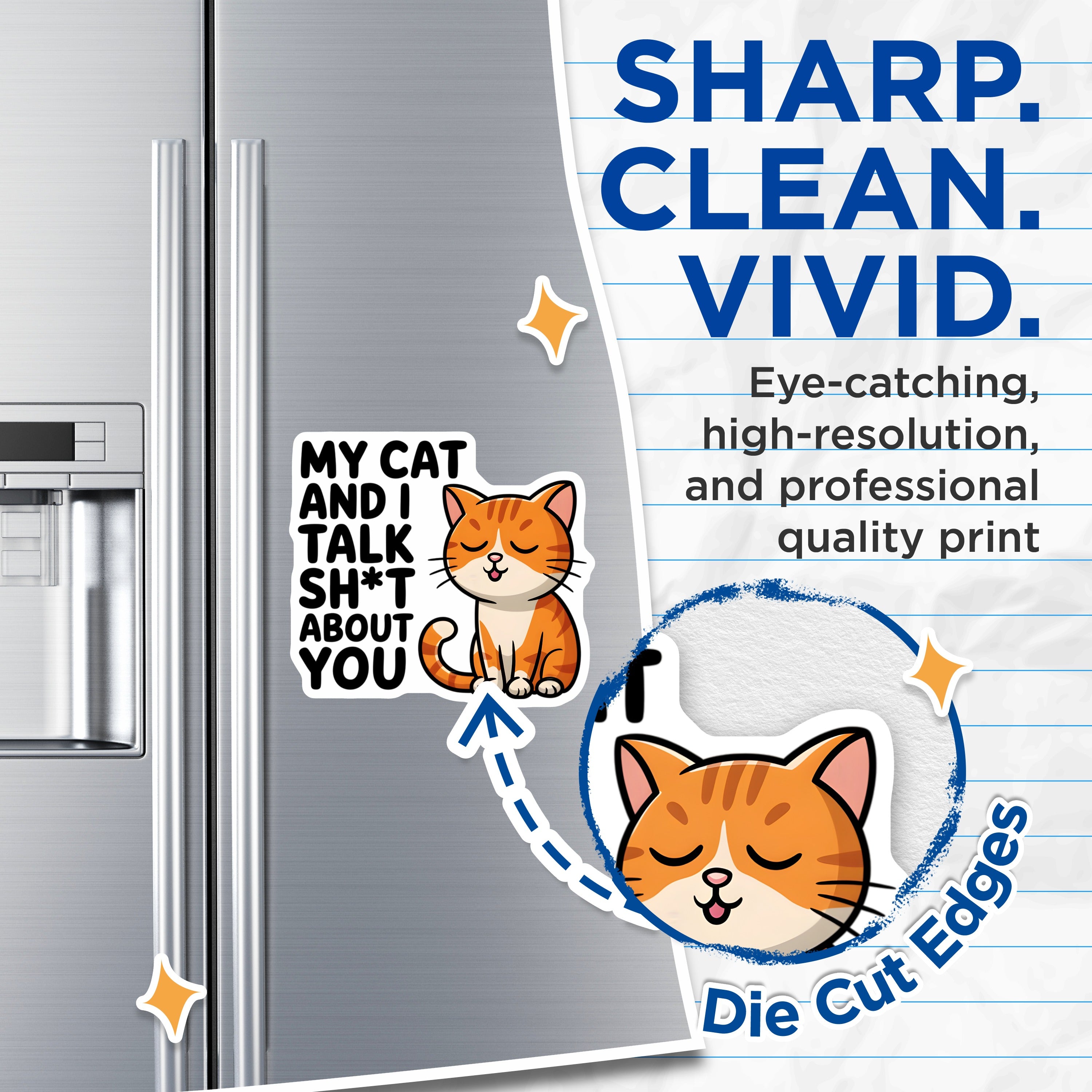(2 Pack) Funny Cat Magnets - Sarcastic Pet Owner Humor - Refrigerator Locker Magnetic Kitchen Decor - 5 Inches On Longest Side - Thick Durable Magnet - Made in USA - MAG38787
