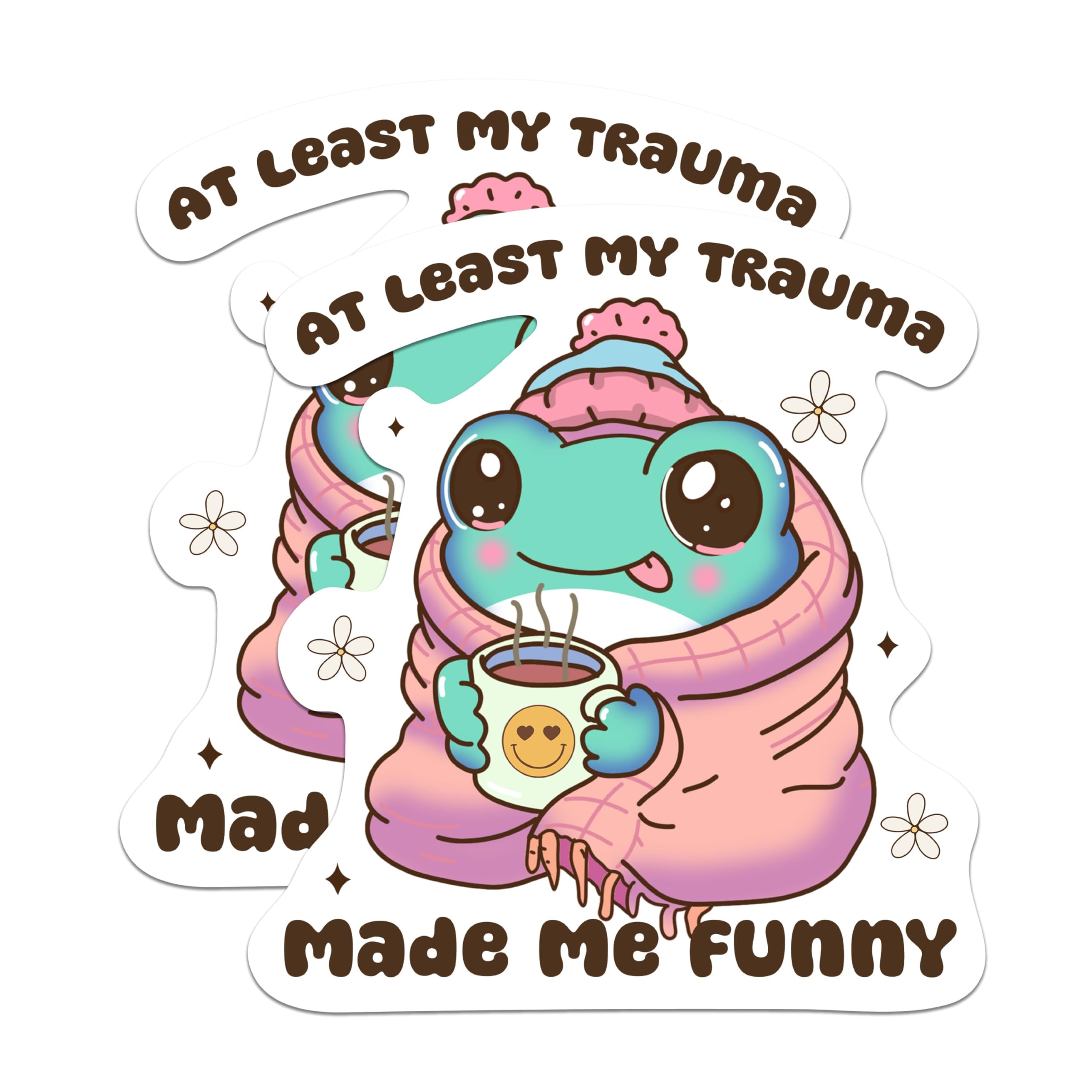(2 Pack) at Least My Trauma Made Me Funny Magnets - Funny Cute Humor Punny Frog - 5 Inches On Longest Side - Premium Magnet - for Cars, Refrigerators, Toolboxes - Made in USA - MAG2007