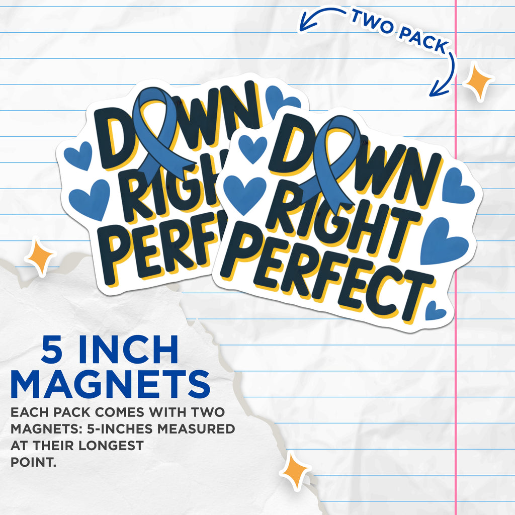 (2 Pack) Down Syndrome Awareness Magnets - Inclusion Advocacy Decor - Special Needs Support Affirmation Refrigerator Decal - 5 Inches On Longest Side - Thick Durable Magnet - Made in USA - MAG39558