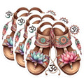 (3 Pack) Bohemian Sandals Decals - Lotus Flower Art - Spiritual Symbol Sticker - 3 Inches On Longest Side - Easy Peel & Apply - Made in USA - 3MCS7606