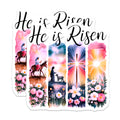 (2 Pack) He is Risen Easter Magnets - Christian Resurrection Scene - Watercolor Faith Home Decor - 5 Inches On Longest Side - Thick Durable Magnet - Made in USA - MAG36160
