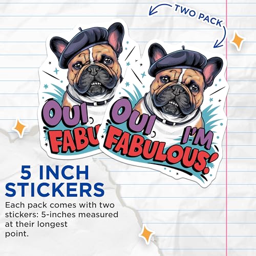 (2 Pack) French Bulldog Stickers - 5" On Longest Side - Sticks to Smooth Flat Surfaces - Made in USA - BMCS8532 - BMCS8532