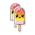 (2 Pack) Kawaii Popsicle Magnets - Cute Ice Pop Decor - Happy Summer Dessert - Colorful Fridge Locker Magnets - 5 Inches On Longest Side - Thick Durable Magnet - Made in USA - MAG36087