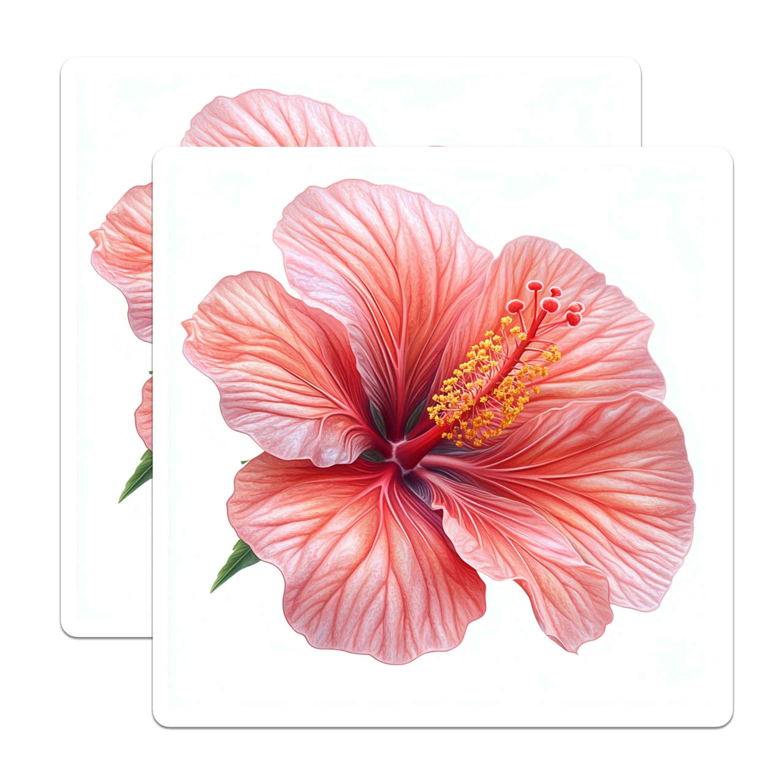(2 Pack) Hibiscus Flower Magnets - Tropical Refrigerator Decor - Botanical Floral Accent - 5 Inches On Longest Side - Thick Durable Magnet - Made in USA - MAG30257