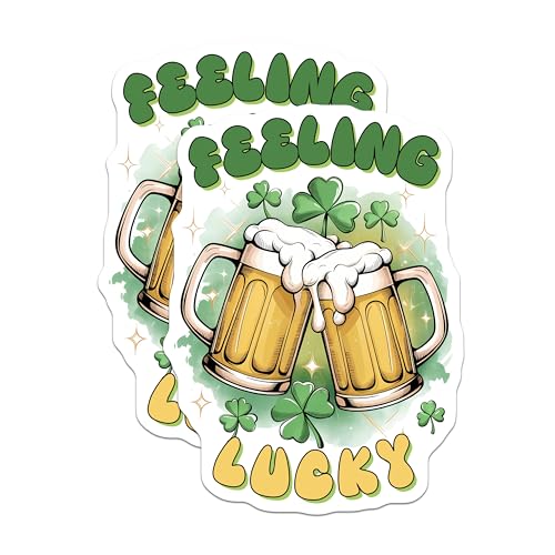 (2 Pack) Feeling Lucky Magnets Magnets - Irish Beer - St Patrick's Day Decor - 5" On Longest Side - Made in USA - Sticks to Refrigerators & Metal Surfaces - MAG8413