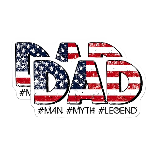 (2 Pack) Dad American Flag Quote Magnets - Patriotic Dad Home Decor Magnets - Dad Inspirational Quote Magnets - 5" On Longest Side - for Cars, Refrigerators, Toolboxes, Lockers - Made in USA BMCS3238