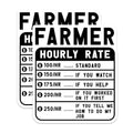 (2 Pack) Funny Farmer Hourly Rate Stickers - Farming Humor Stickers - Farm Worker Sticker for Tractor - 5" On Longest Side - Sticks to Smooth Flat Surfaces - Made in USA - BMCS4959