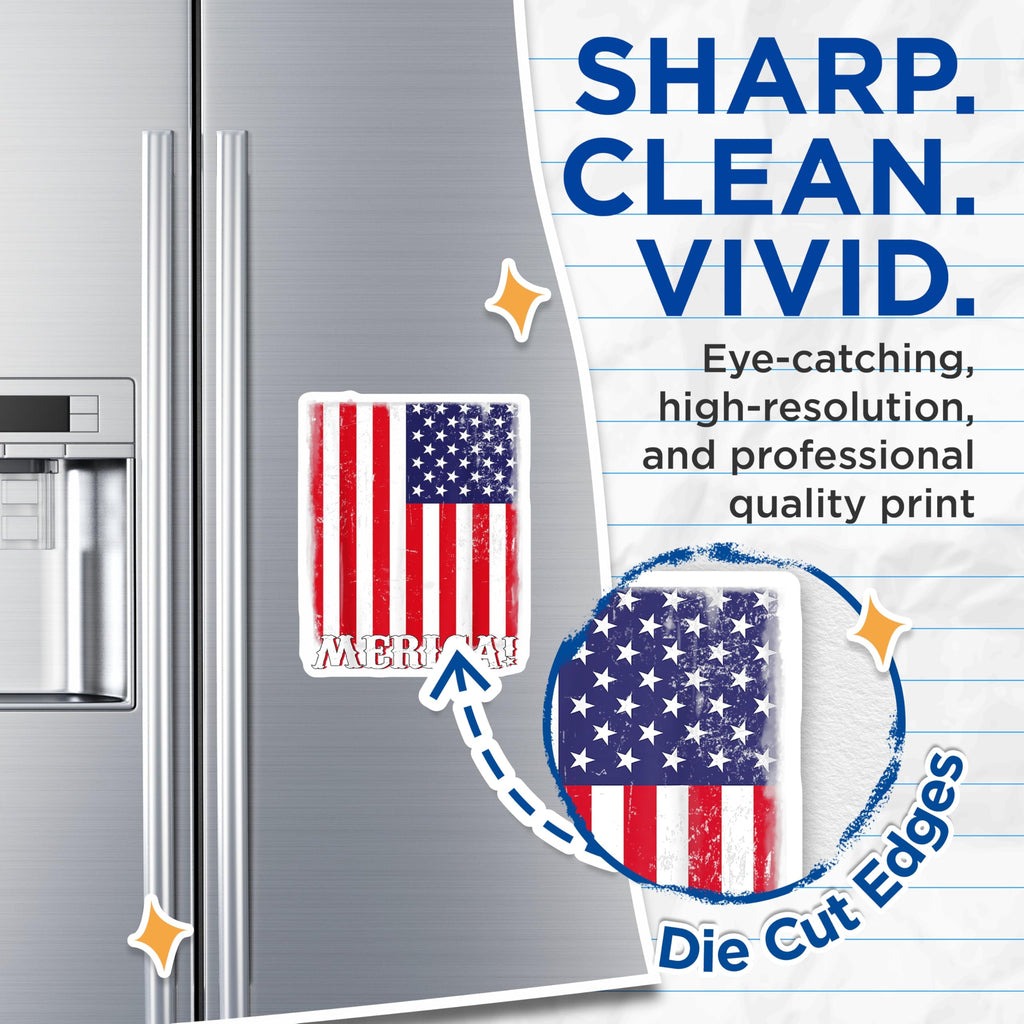 (2 Pack) Merica Patriotic Magnets - American Flag Decor - Independence Day Celebration - 5 Inches On Longest Side - Thick Durable Magnet - Made in USA - MAG25433