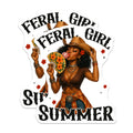 (2 Pack) Feral Girl Summer Magnets - Western Cowgirl Decor - Bubble Gum Fan Art - Confident Woman Art - 5 Inches On Longest Side - Thick Durable Magnet - Made in USA - MAG39416