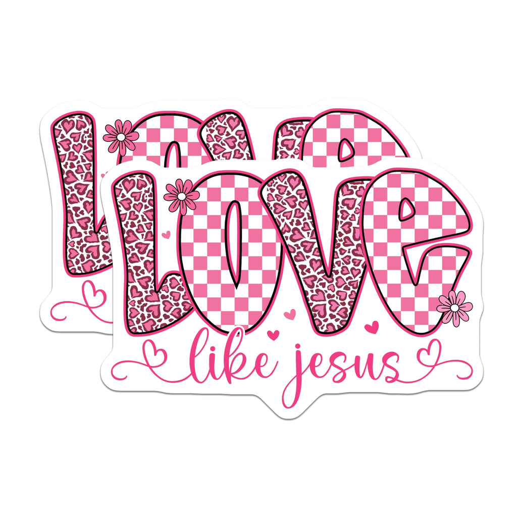 (2 Pack) Love Like Jesus Magnets - Christian Faith Decor - Pink Aesthetic Art - 5 Inches On Longest Side - Thick Durable Magnet - Made in USA - MAG30990