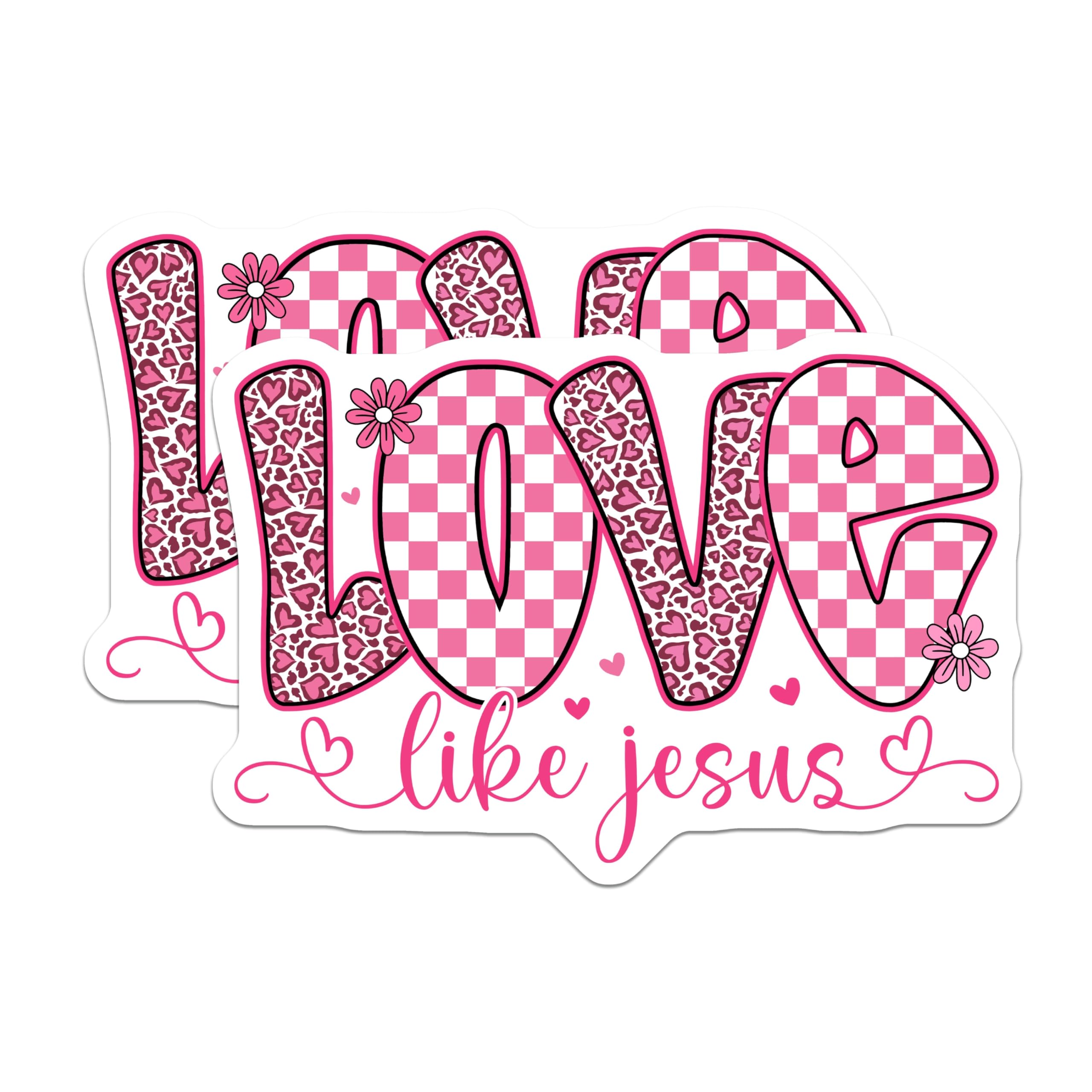 (2 Pack) Love Like Jesus Magnets - Christian Faith Decor - Pink Aesthetic Art - 5 Inches On Longest Side - Thick Durable Magnet - Made in USA - MAG30990