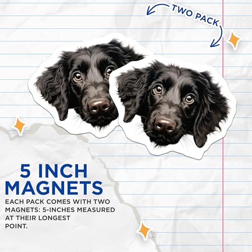 (2 Pack) Black Dog Face Decor Magnet - 5" On Longest Side - Sticks to Smooth Flat Surfaces - Made in USA - MAG9946