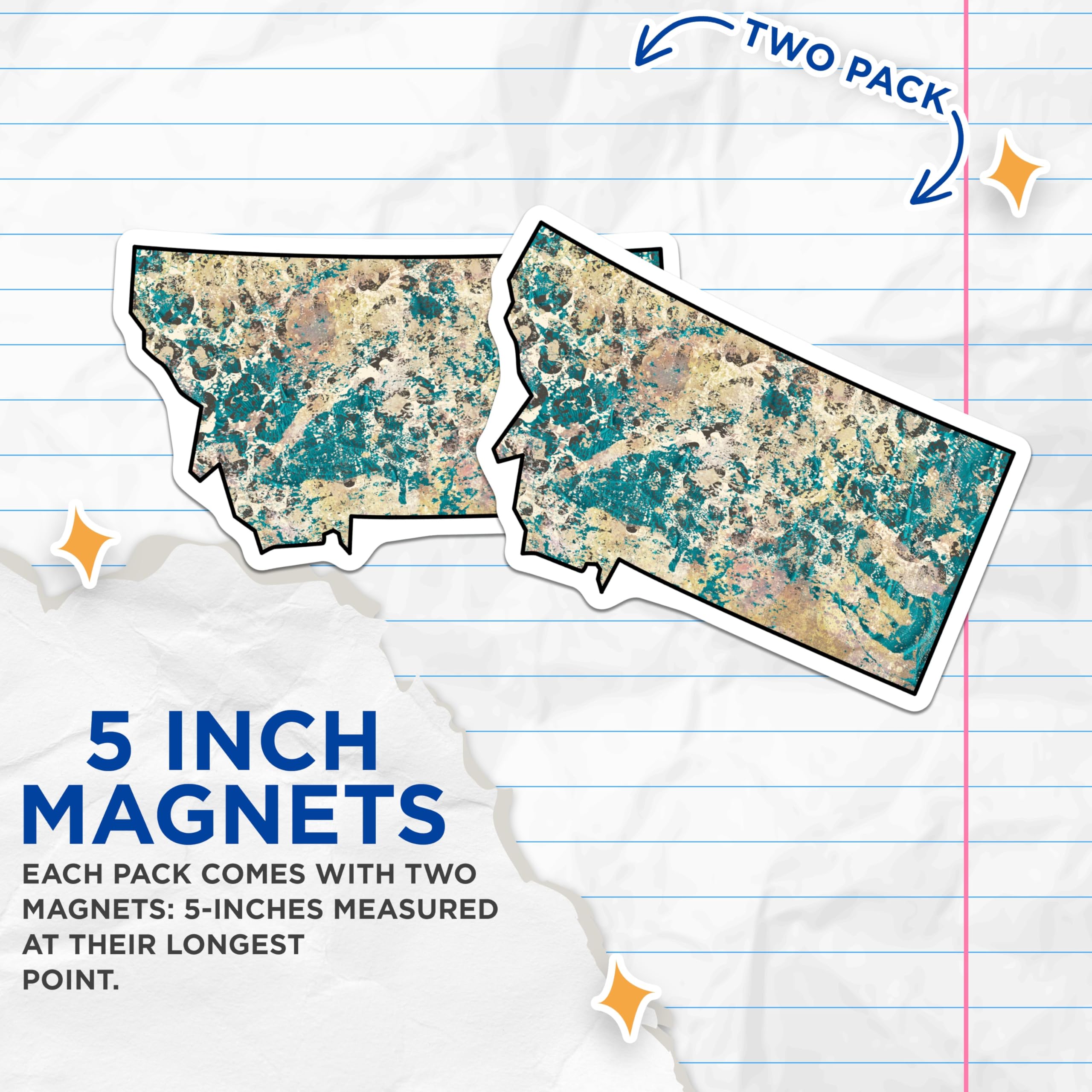 (2 Pack) Montana State Magnets - Abstract Art Style - Montana Home Decor - 5" On Longest Side - Premium Magnet - for Cars, Refrigerators, Toolboxes, Lockers - Made in USA - MAG18522