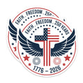 (2 Pack) Faith Freedom Magnets - American Flag Cross Design - 250 Years 1776 2026 Patriotic Christian Emblem - 5 Inches On Longest Side - Thick Durable Magnet - Made in USA - MAG22884