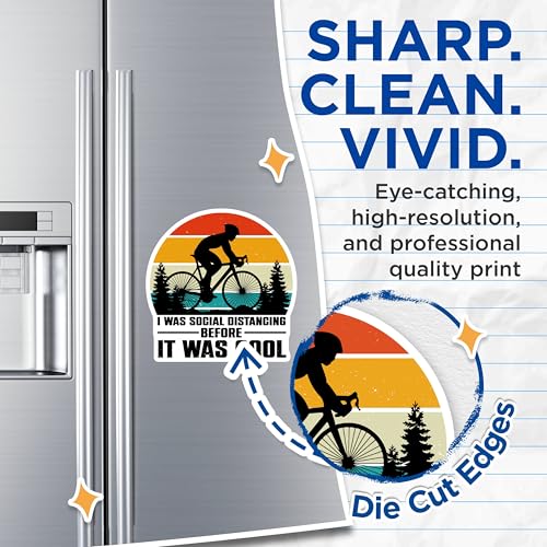 (2 Pack) Social Distancing Magnets - Cycling - Funny Retro Magnets - Bike Lover Magnets - Outdoor Enthusiast - 5" On Longest Side - for Cars, Fridges, Toolboxes - Made in USA - MAG4099