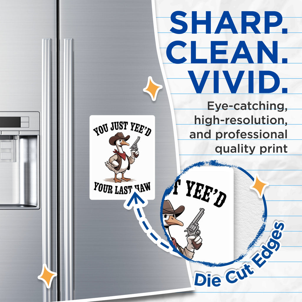 (2 Pack) Funny Goose Magnets - Cowboy Meme Humor - Yee Haw Western Fridge Magnets - 5 Inches On Longest Side - Thick Durable Magnet - Made in USA - MAG36878
