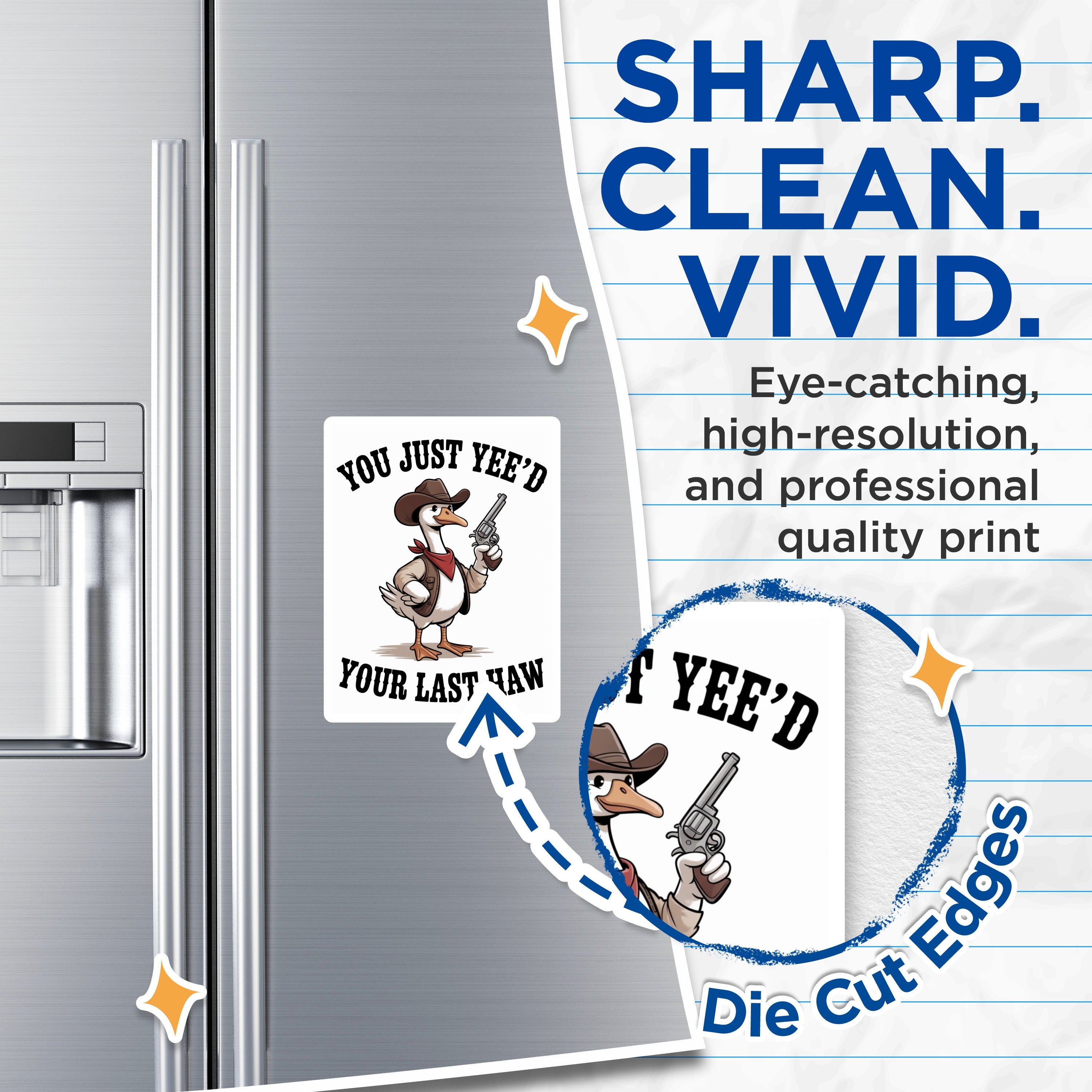 (2 Pack) Funny Goose Magnets - Cowboy Meme Humor - Yee Haw Western Fridge Magnets - 5 Inches On Longest Side - Thick Durable Magnet - Made in USA - MAG36878