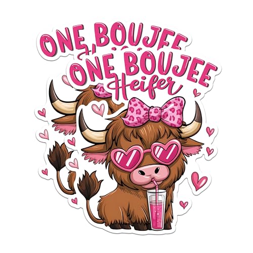 (2 Pack) One Boujee Heifer Magnets - Cow Theme Kitchen Magnets - Cute Animal Decorative Magnets- 5" On Longest Side - for Fridges, Toolboxes, Cars - Made in USA - MAG3022