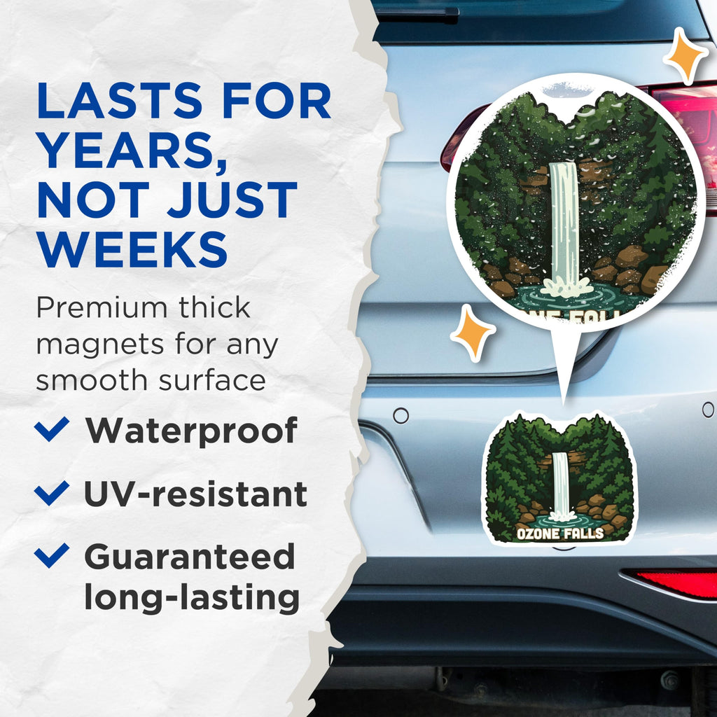 (2 Pack) Ozone Falls Magnets - Tennessee Waterfall Scene - Appalachian Landscape Art - Outdoor Adventure Souvenirs - 5 Inches On Longest Side - Thick Durable Magnet - Made in USA - MAG19551