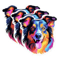 (3 Pack) Australian Shepherd Decals - Colorful Dog Stickers - Laptop Decal - 3 Inches On Longest Side - Easy Peel & Apply - Made in USA - 3MCS0712