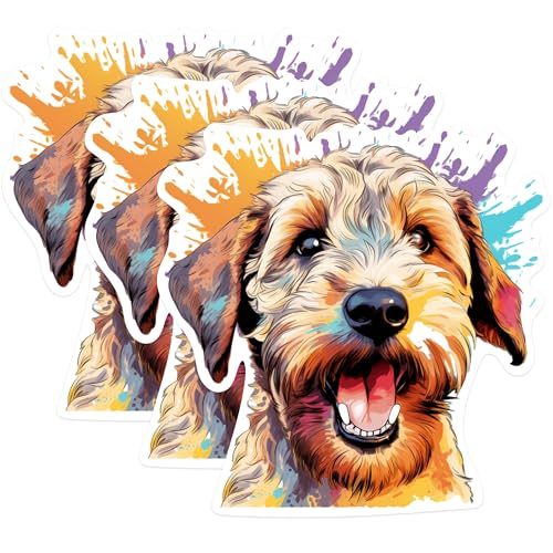 (3 Pack) Wheaten Terrier Decals - Dog Laptop Decal - Cute Puppy Decal - 3 Inches On Longest Side - Easy Peel & Apply - Made in USA - 3MCS0834