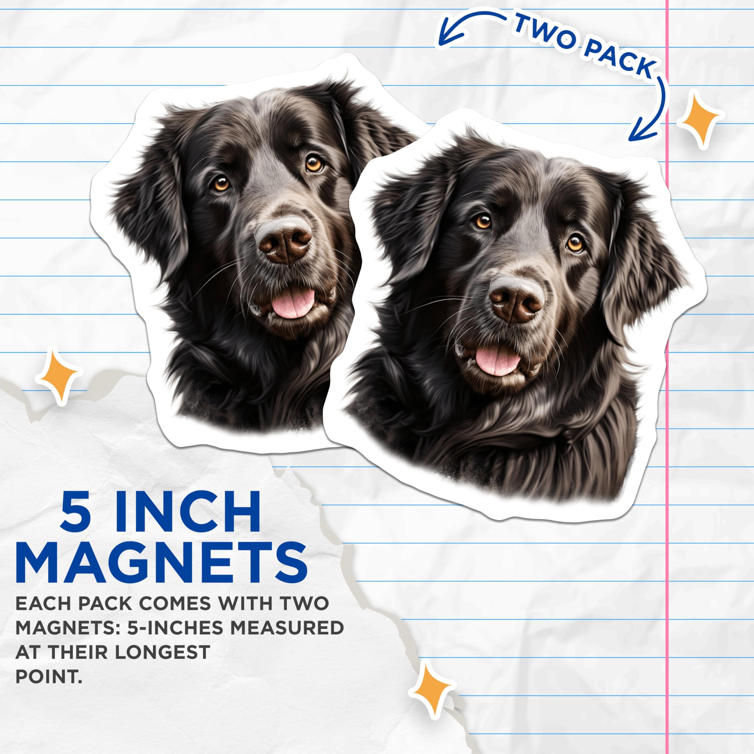 (2 Pack) Newfoundland Dog Magnets - Black Canine Decor - Pet Lover Accessory - Animal Fridge Artwork - 5 Inches On Longest Side - Thick Durable Magnet - Made in USA - MAG29192