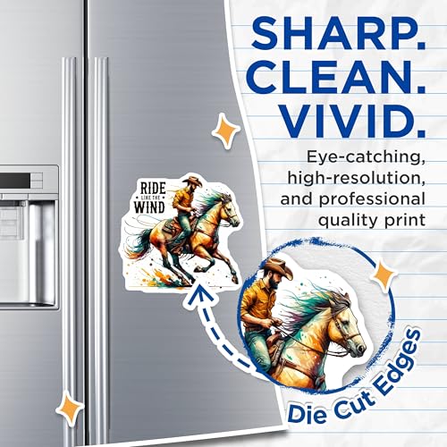 (2 Pack) Ride Like The Wind Magnets - Horse Rider Cowboy Decor - Western Themed Magnets - Inspirational Quotes Magnets - 5" On Longest Side - for Cars, Fridges, Toolboxes - Made in USA - MAG6926