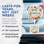 (2 Pack) Best Teacher Ever Magnets - Teacher Appreciation - Classroom - Inspirational Magnets for Teachers - 5" On Longest Side - for Cars, Fridges, Toolboxes - Made in USA - MAG4413