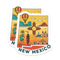 (2 Pack) New Mexico Magnets - State Outline Decor - Zia Kokopelli Hot Air Balloon - 5 Inches On Longest Side - Thick Durable Magnet - Made in USA - MAG19402