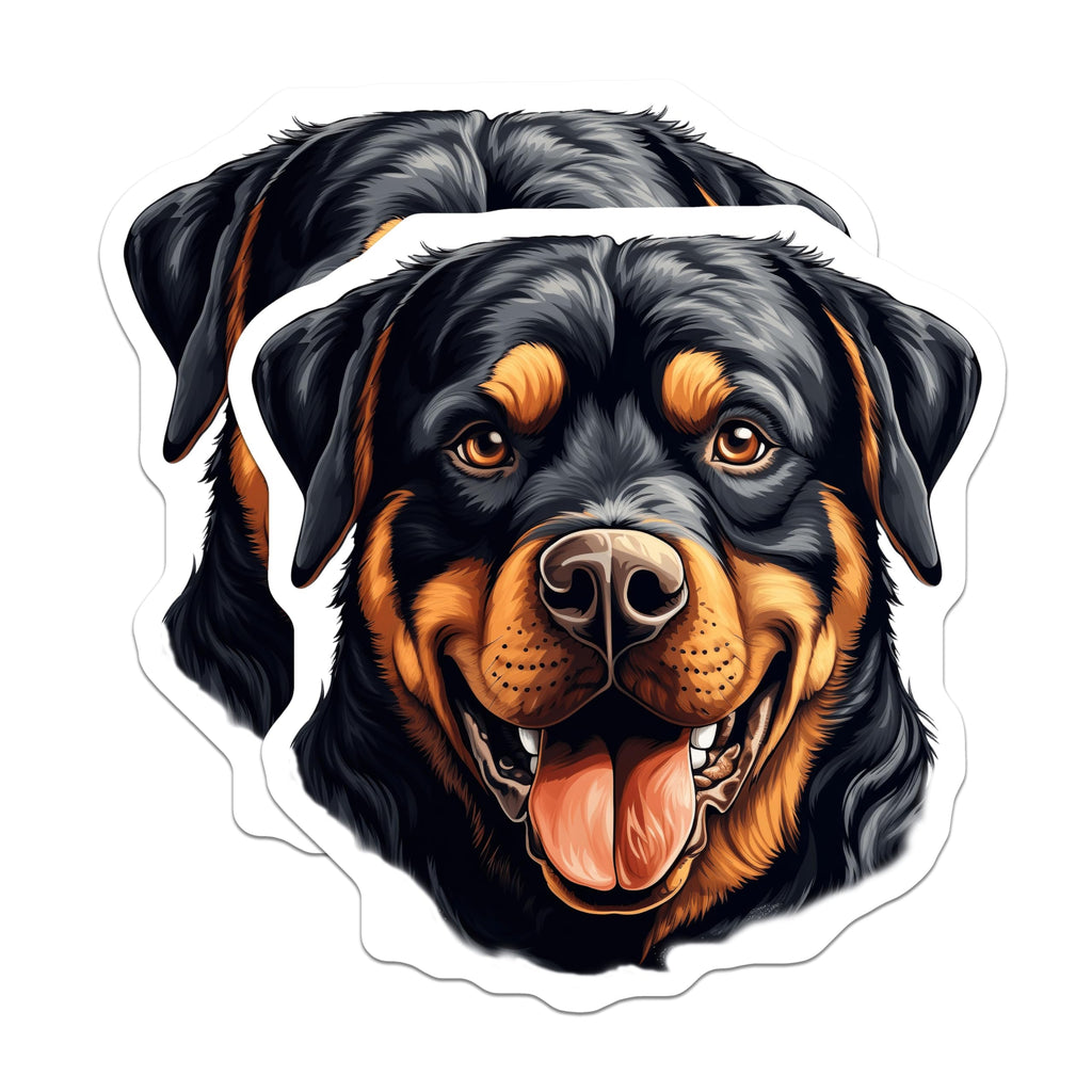 (2 Pack) Rottweiler Dog Magnets - Happy Rottie Pet Art - Dog Owner Fridge Decor - Animal Lover Appreciation - 5 Inches On Longest Side - Thick Durable Magnet - Made in USA - MAG27504