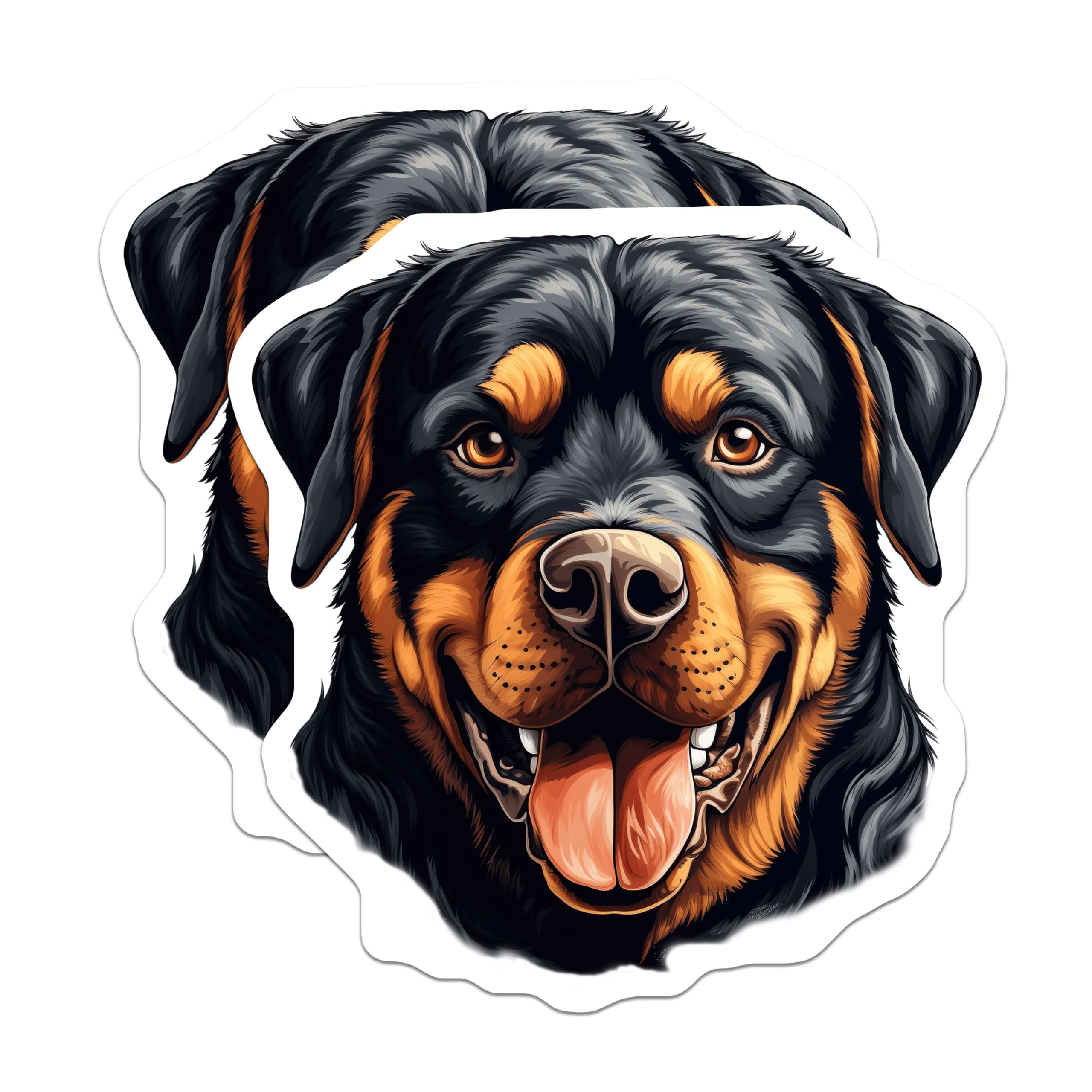(2 Pack) Rottweiler Dog Magnets - Happy Rottie Pet Art - Dog Owner Fridge Decor - Animal Lover Appreciation - 5 Inches On Longest Side - Thick Durable Magnet - Made in USA - MAG27504