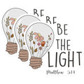 (3 Pack) Be The Light Decals - Christian Bible Verse - Religious Laptop Decal - 3 Inches On Longest Side - Easy Peel & Apply - Made in USA - 3MCS4682