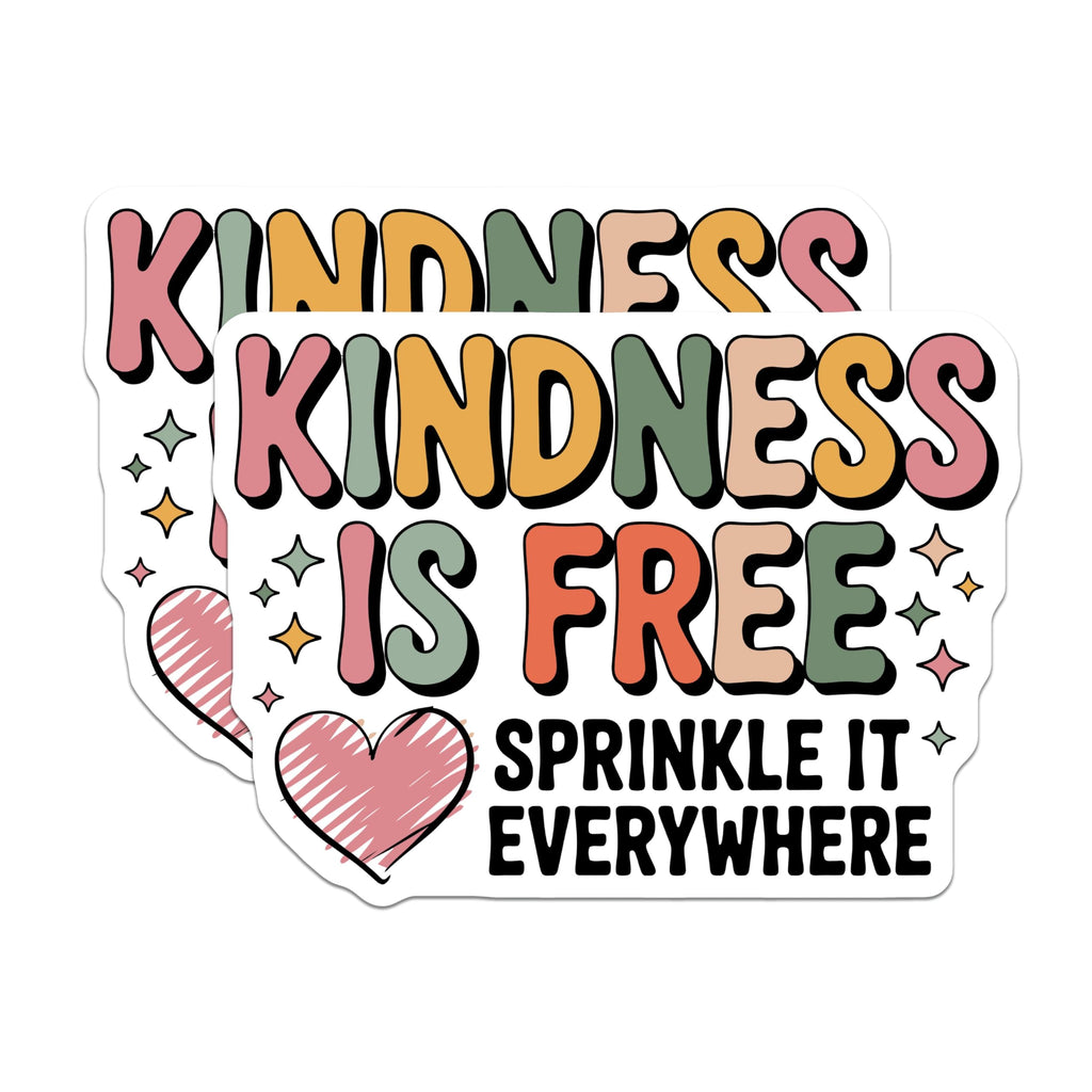 (2 Pack) Kindness is Free Magnets - Motivational Affirmation Decor - Groovy Pastel Fridge Accessory - Positive Quote Art - 5 Inches On Longest Side - Thick Durable Magnet - Made in USA - MAG20175