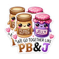 (2 Pack) Peanut Butter Jelly Stickers - Cute Food Duo Stickers - Matching PB and J Stickers - 5" On Longest Side - Sticks to Any Smooth Flat Surface - Made in USA - BMCS3543