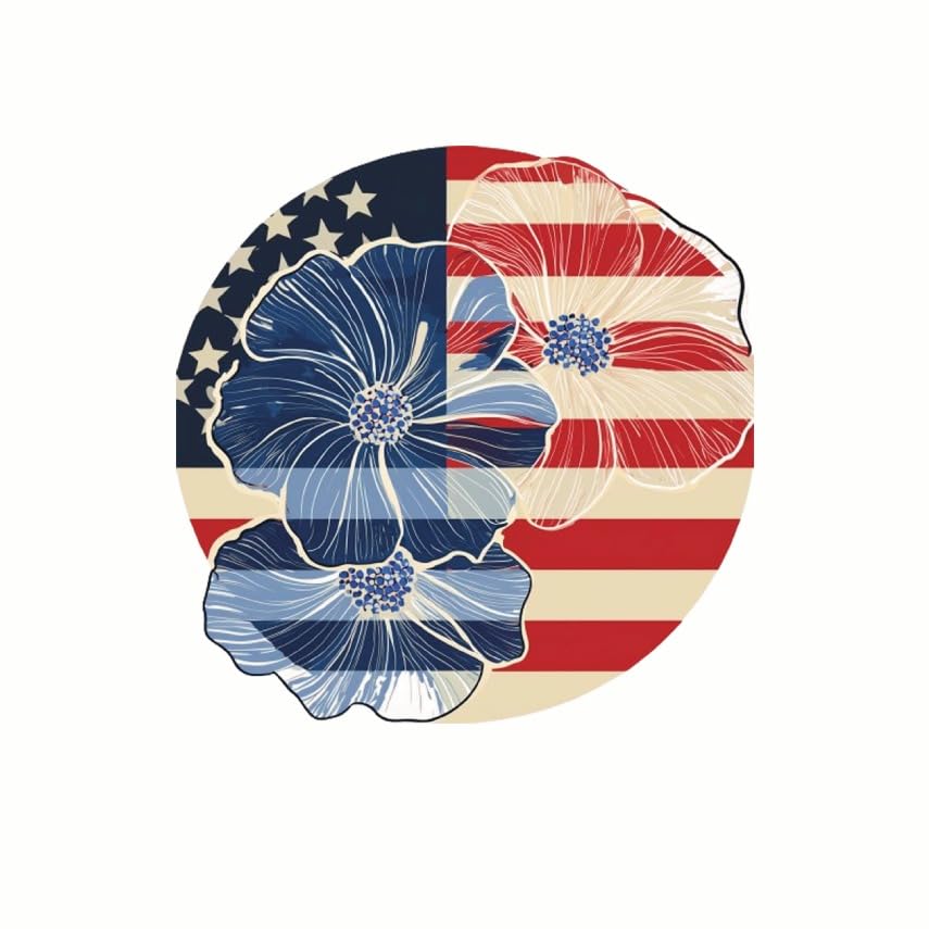 (3 Pack) American Flag Flower Decals - Patriotic Stickers - Laptop Decal - 3 Inches On Longest Side - Easy Peel & Apply - Made in USA - 3MCS7741