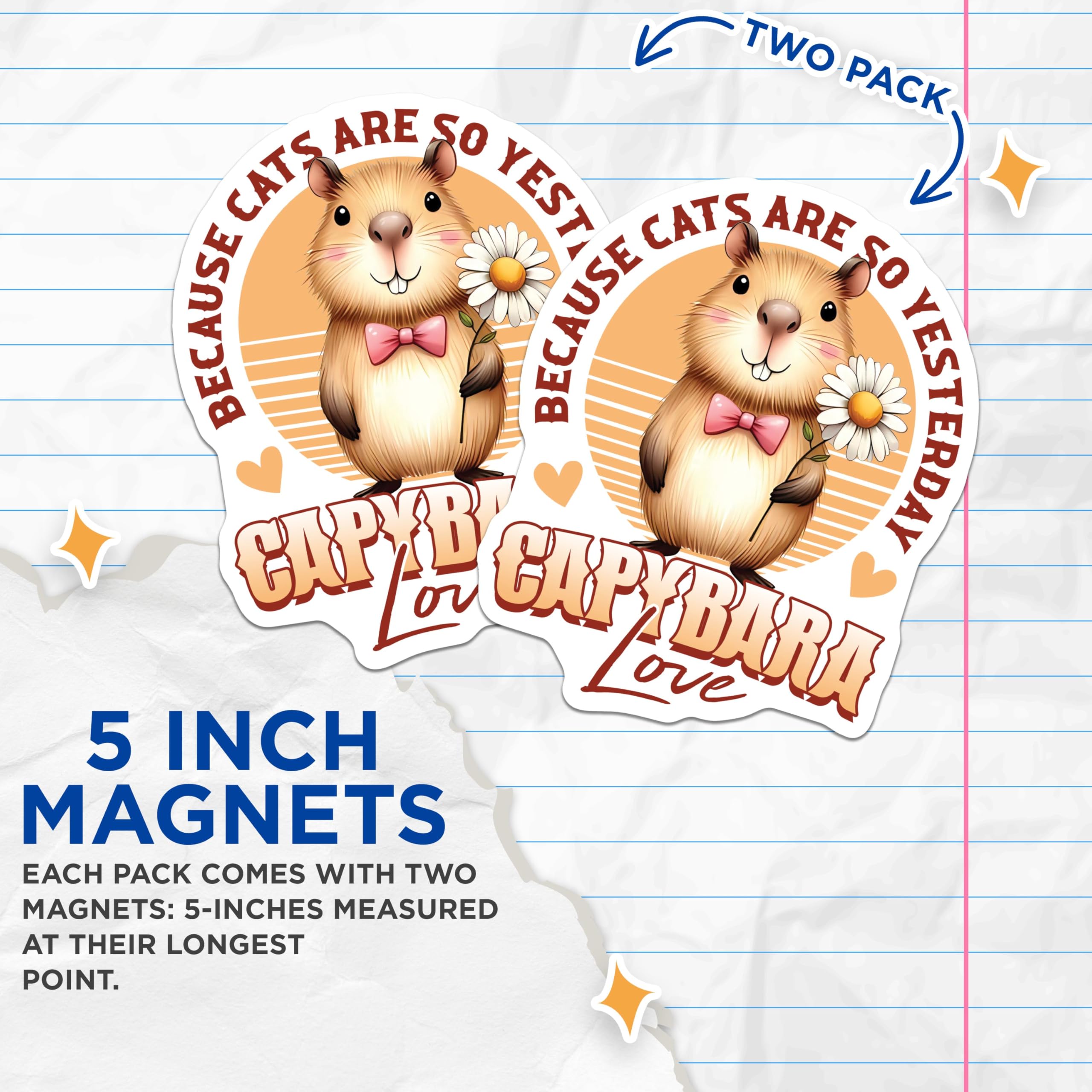 (2 Pack) Capybara Love Magnets - Cute Animal Magnets - Funny Home - Office - Refrigerator Magnets - Car Magnets - 5" On Longest Side - for Cars, Fridges, Toolboxes - Made in USA - MAG3752